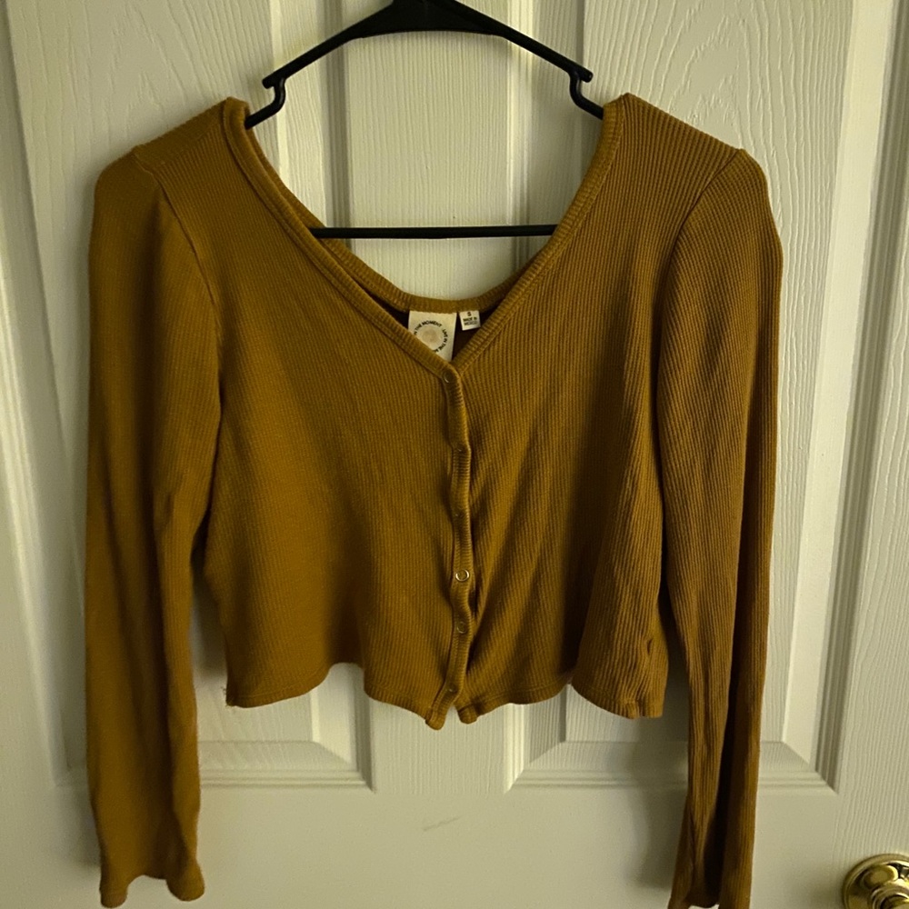 Mustard Yellow ButtonUp Crop-top